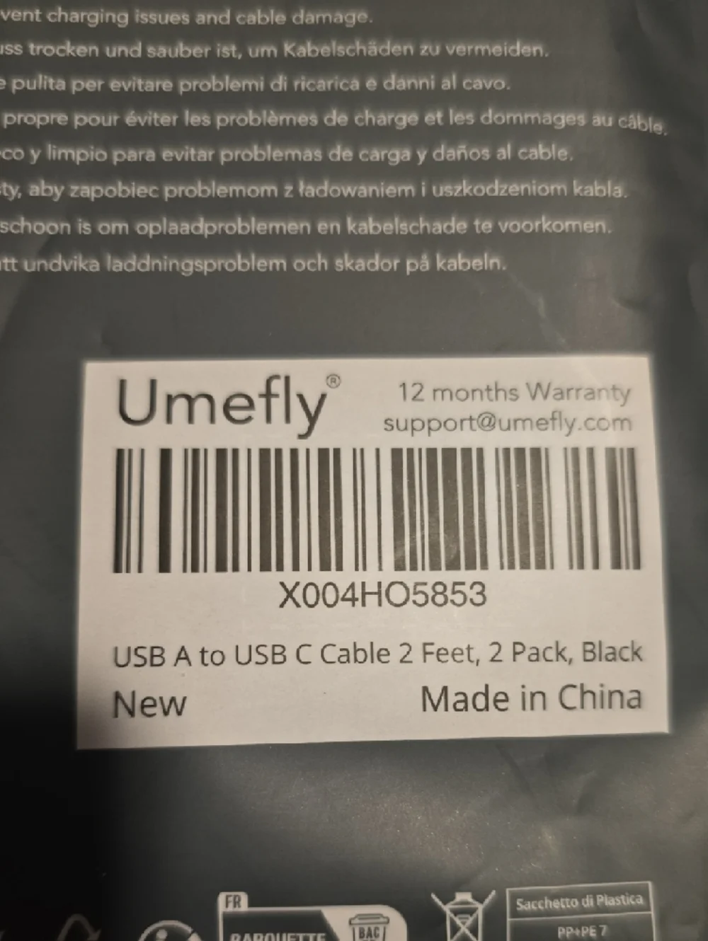 Fast Charging Black Braided USB-A to USB-C Cable - 2-pack